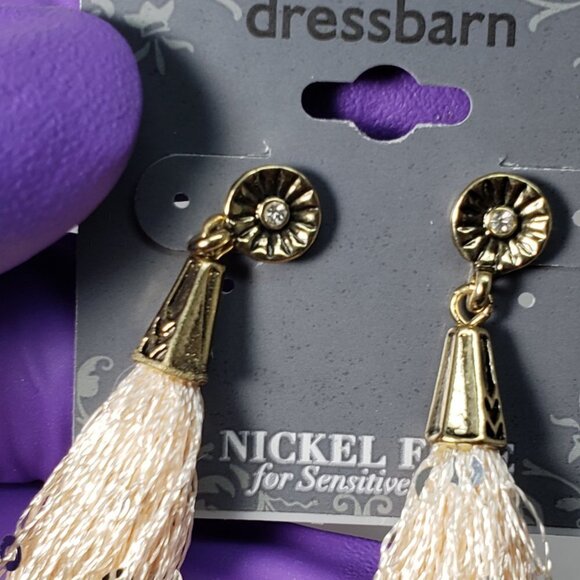 2/$30 Gold-tone Sparkling Crystal Fringed Tassel Post Drop Earrings - Jewelry - Picture 10 of 10